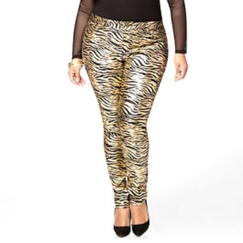 Ashley Stewart Metallic Zebra Pants Sz 16